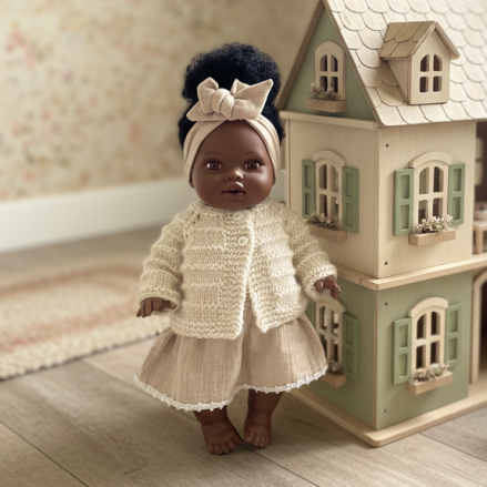 Cardigan Noëlia pour poupée
