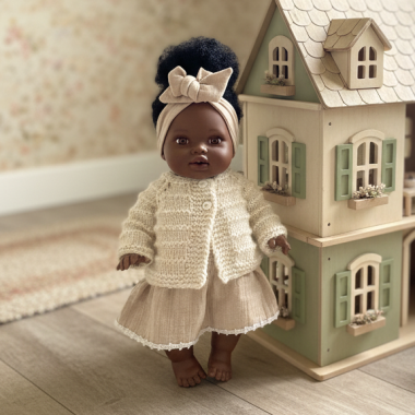 Cardigan Noëlia pour poupée